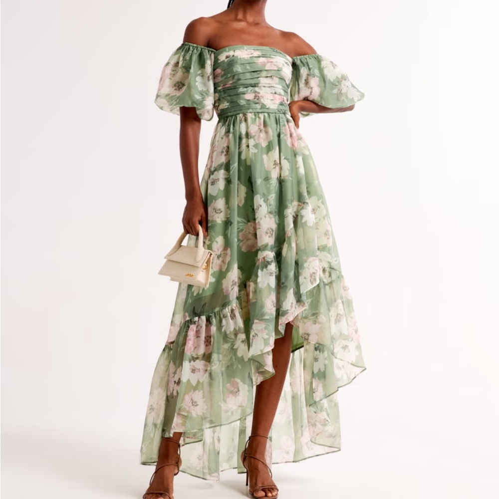 Abercrombie & Fitch Emerson Off-The-Shoulder Drama Maxi Dress XSPETITE